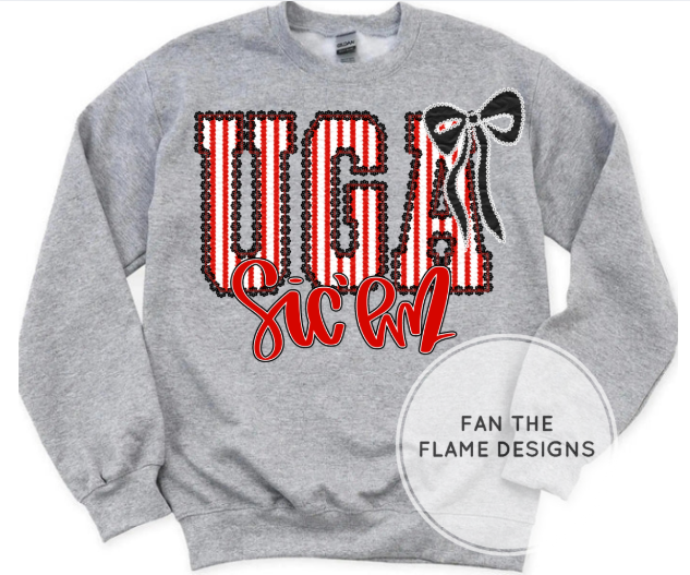 Sic 'Em Pinstripe with Bow Short/Long/Sweatshirt
