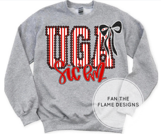 Sic 'Em Pinstripe with Bow Short/Long/Sweatshirt