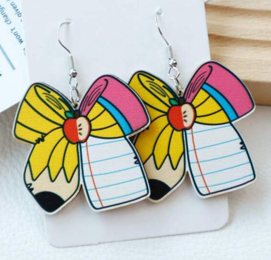 Teacher Bow Dangle Earrings