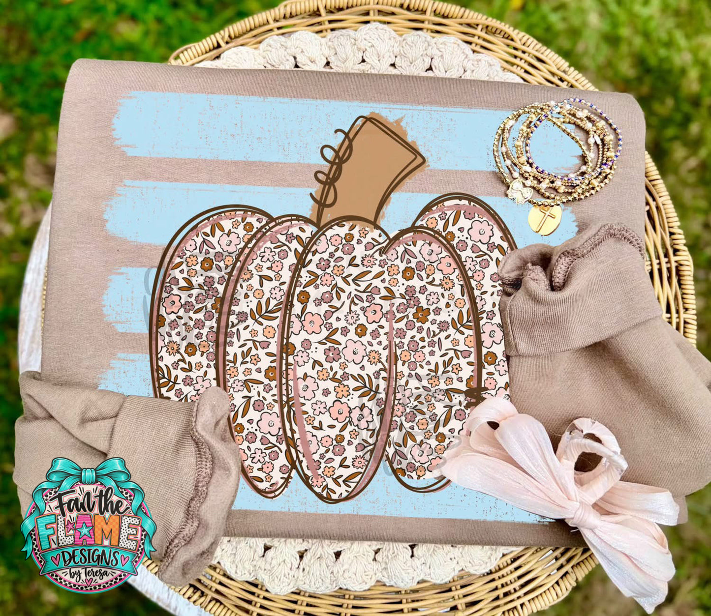 Floral Striped Pumpkin