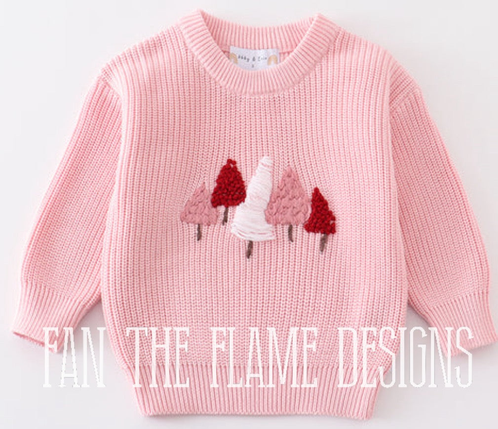 Handmade Pink Christmas Tree Sweater