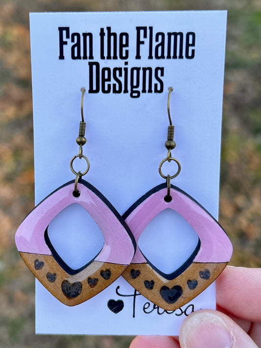 Two Toned Heart Dangle Earrings