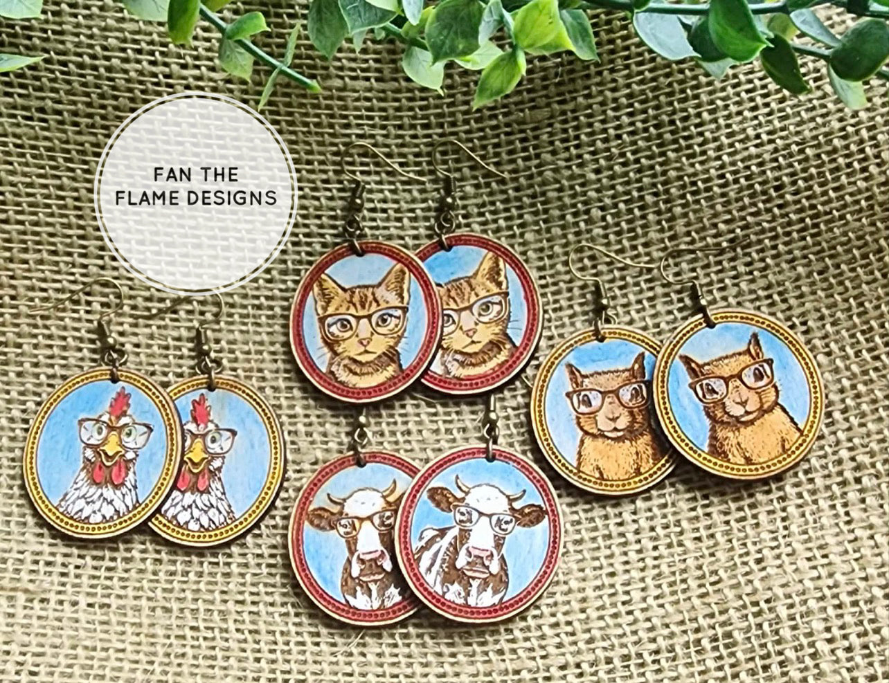 Animals with glasses Earrings