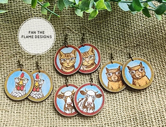Animals with glasses Earrings
