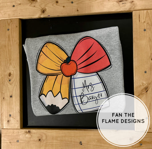 Personalized Teacher Bow Short/Long/Sweatshirt