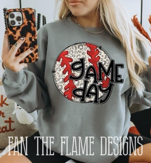 game day baseball leopard tee/sweatshirt