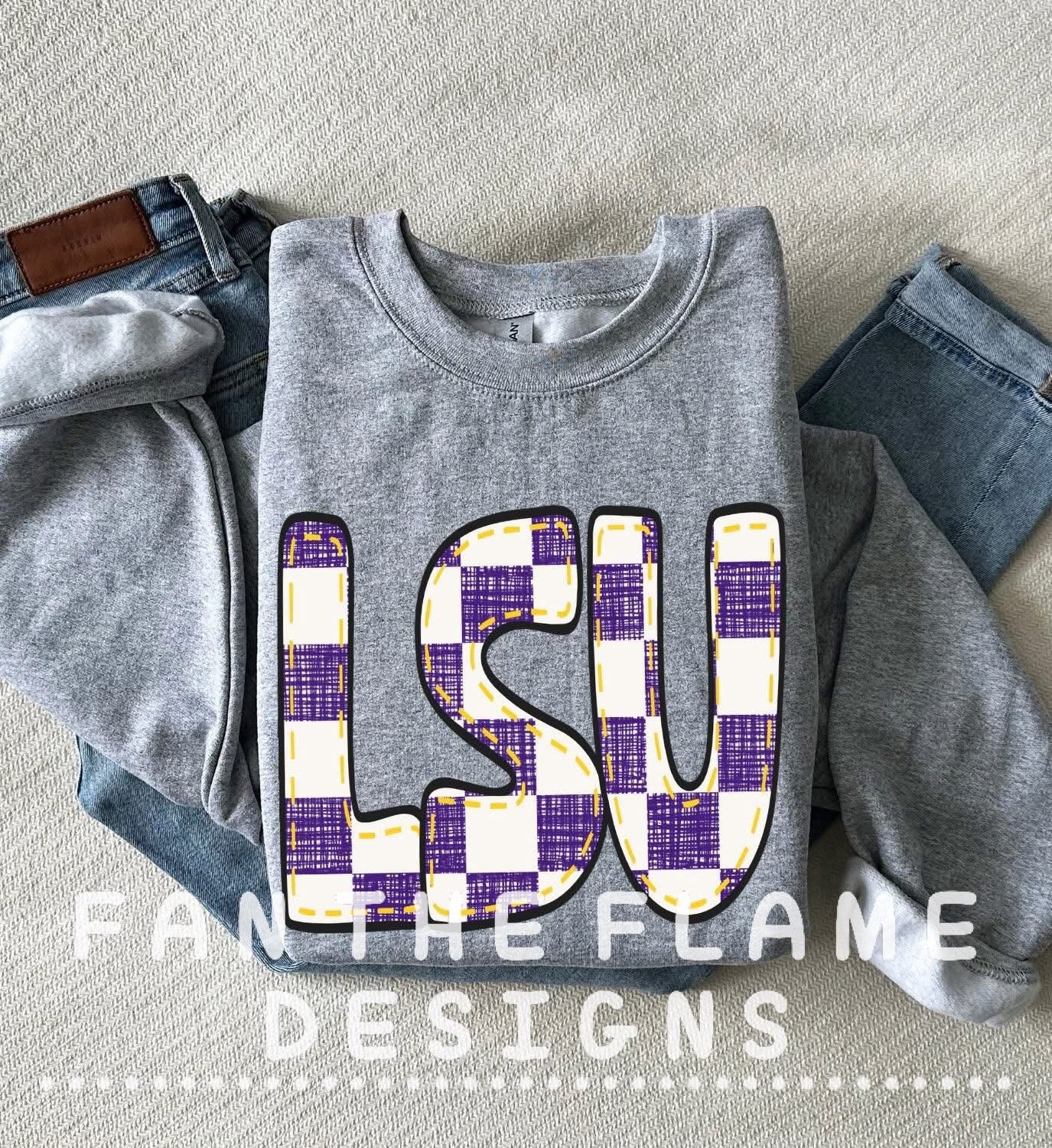 Team Bubble Stitch Distressed Checkered tee/tank