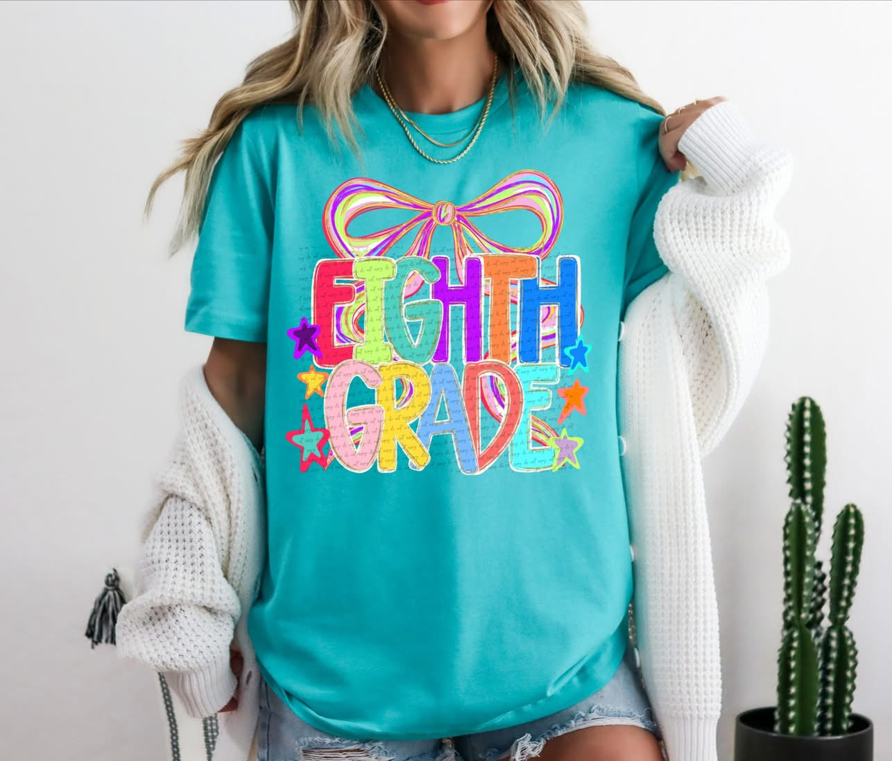 Grade Levels colorful with bow tee/tank