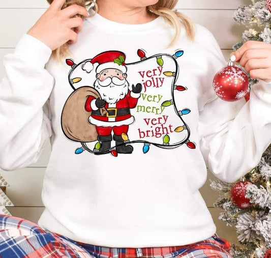 Very jolly very merry very bright light Santa tee/sweatshirt