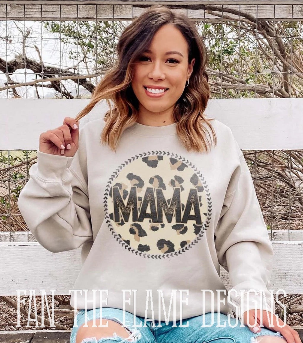 Leopard Mama with hearts tee/sweatshirt