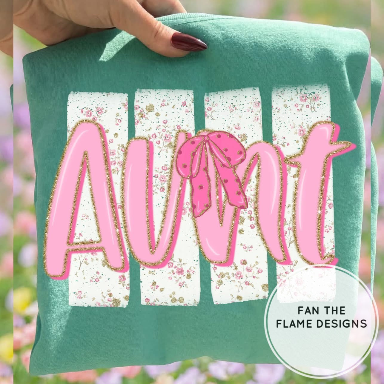 Floral Distressed Stripes Names with Glitter & Bow Coquette