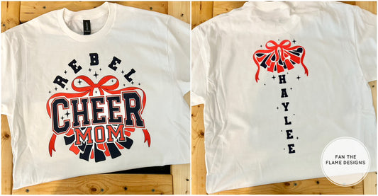 Rebel Cheer Mom - Personalized Front & Back Design