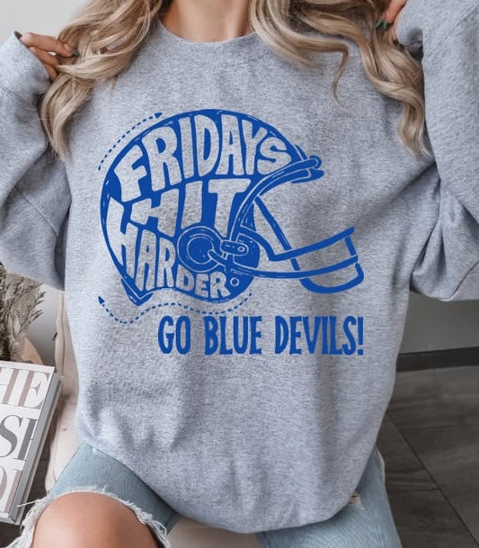 Fridays hit harder blue devils Tee/Sweatshirt