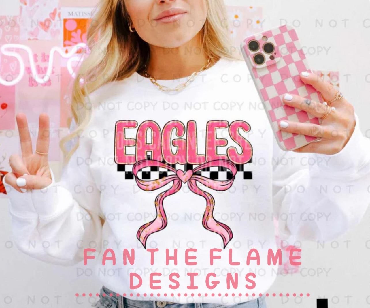Team pink and gold with bow tee/sweatshirt