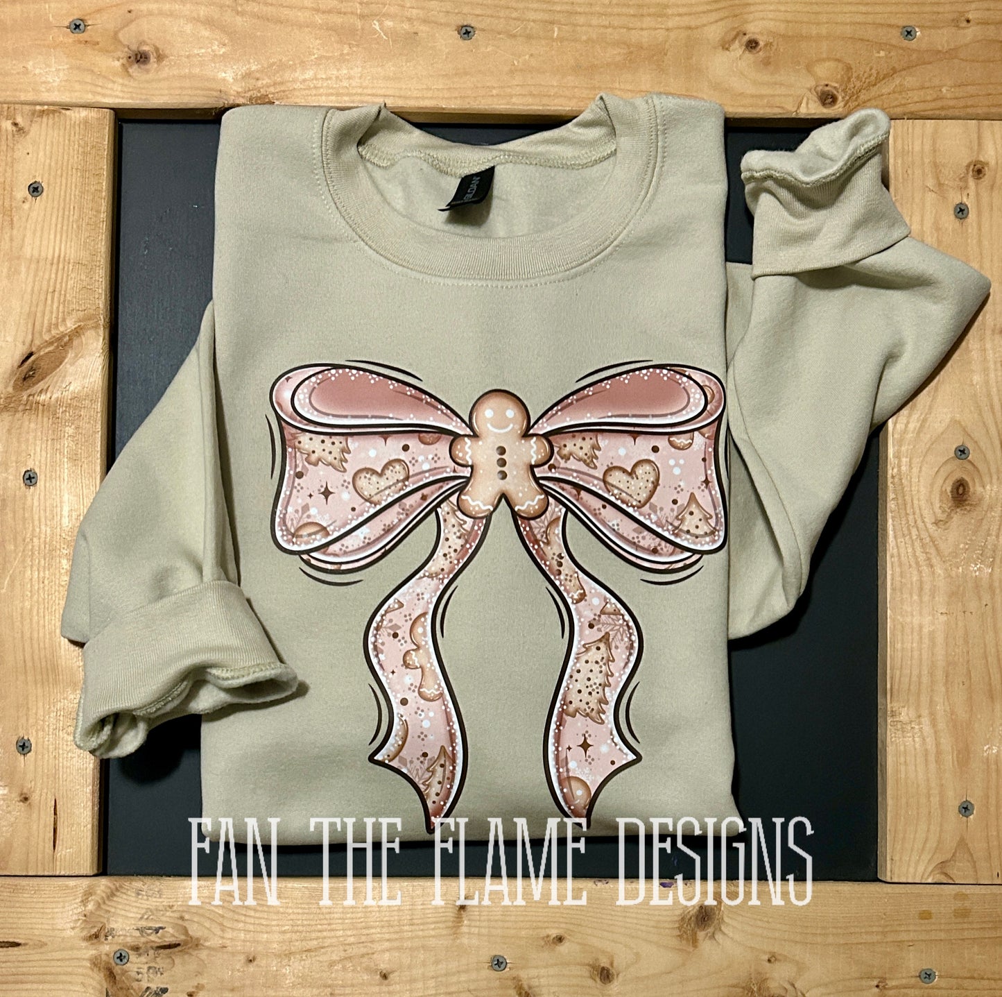 Pink gingerbread bow tee/sweatshirt