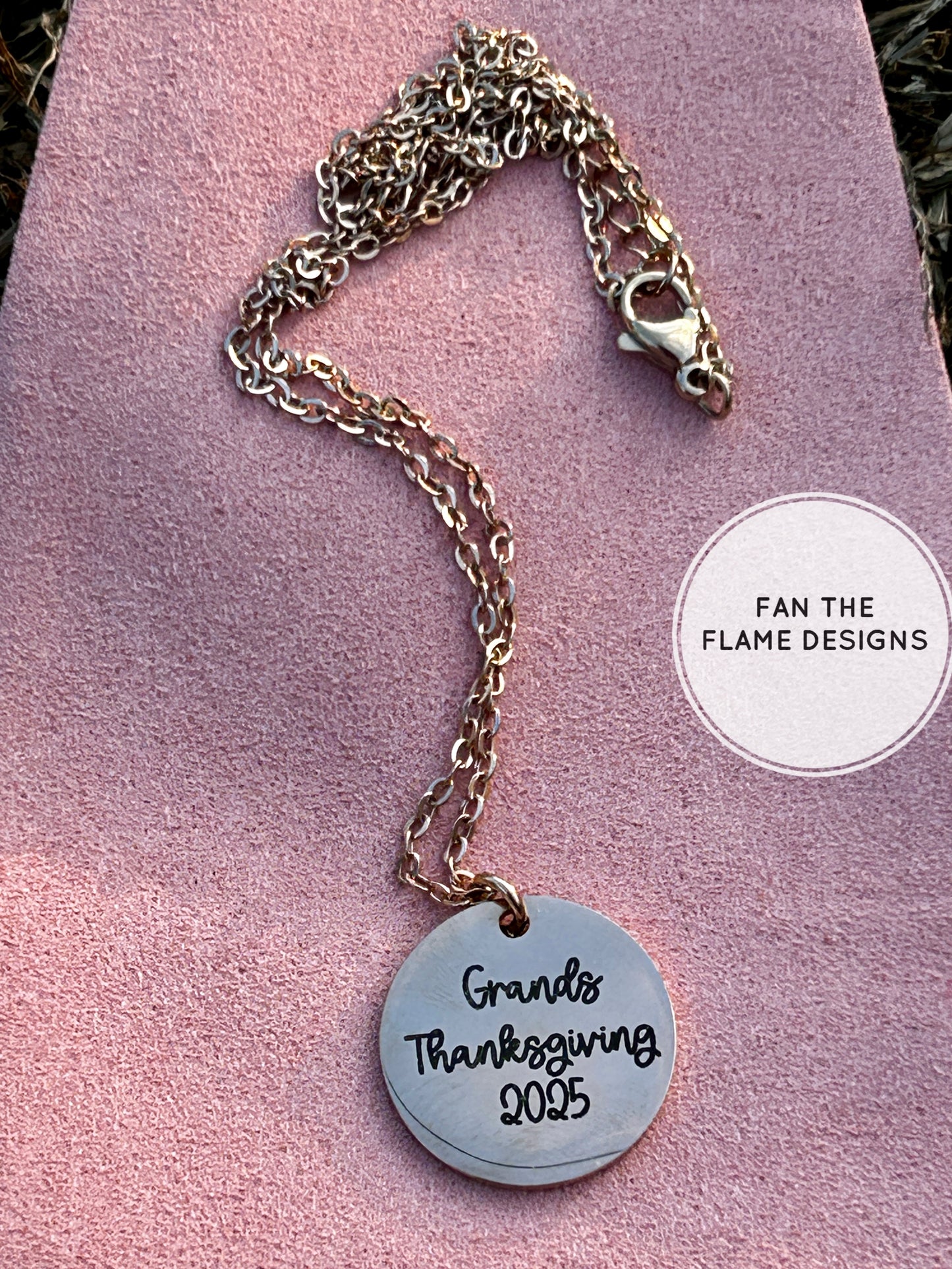 Line art Engraved 20mm Disc Necklace