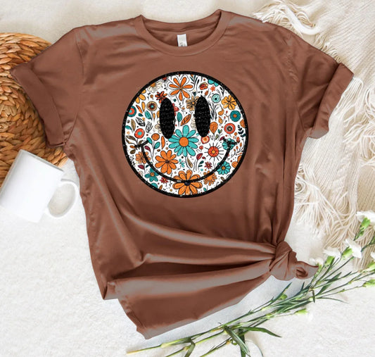 Fall floral smiley tee/sweatshirt