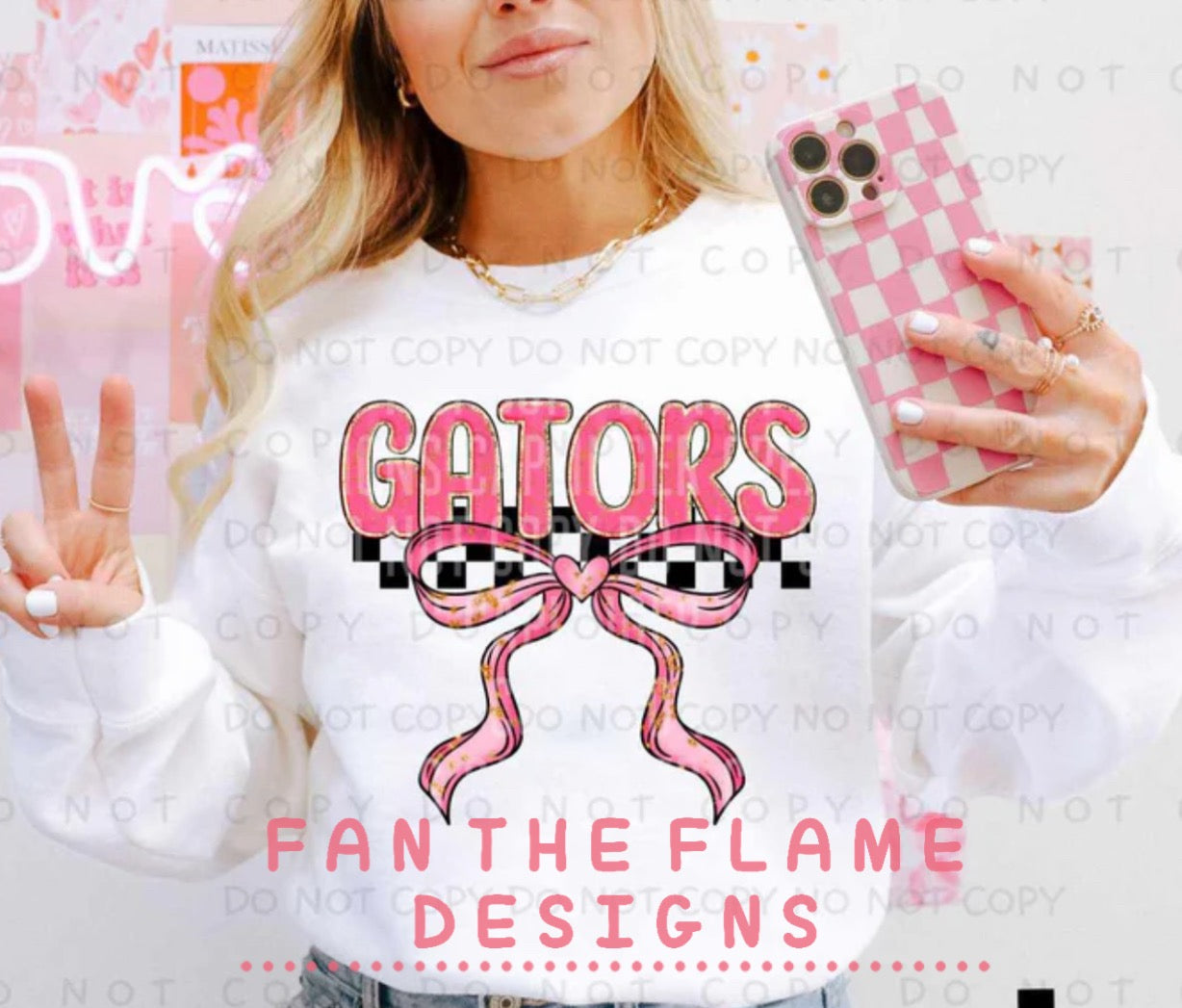 Team pink and gold with bow tee/sweatshirt