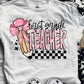 Teacher pink with polka dots tee/sweatshirt