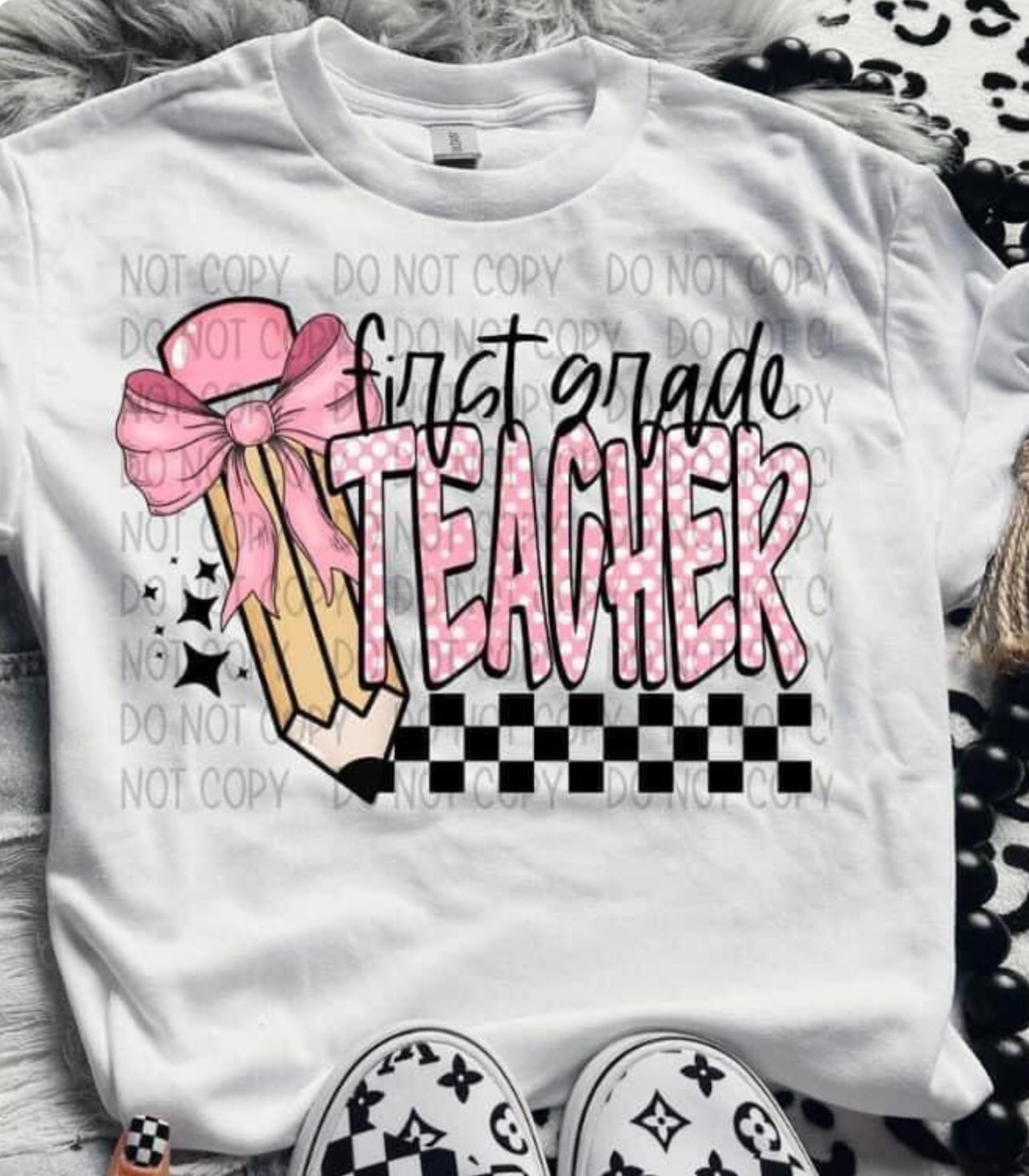 Teacher pink with polka dots tee/sweatshirt