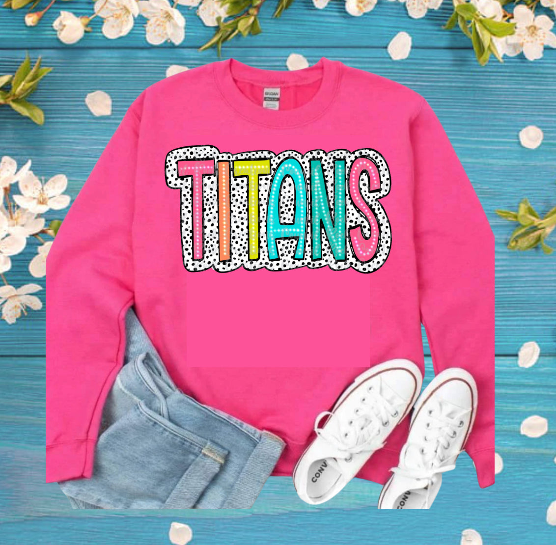 Colorful dotted team tee/sweatshirt