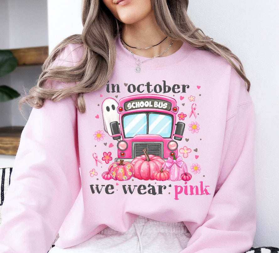 Bus Driver wear pink in October tee/sweatshirt