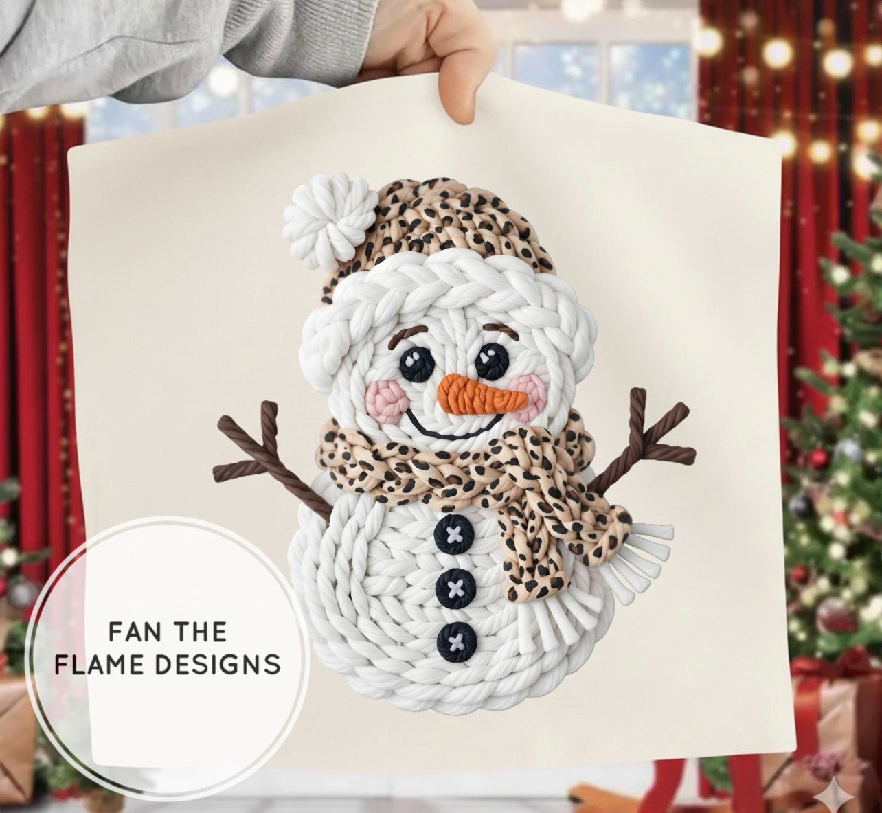 Leopard Snowman faux yarn Short/Long/Sweatshirt