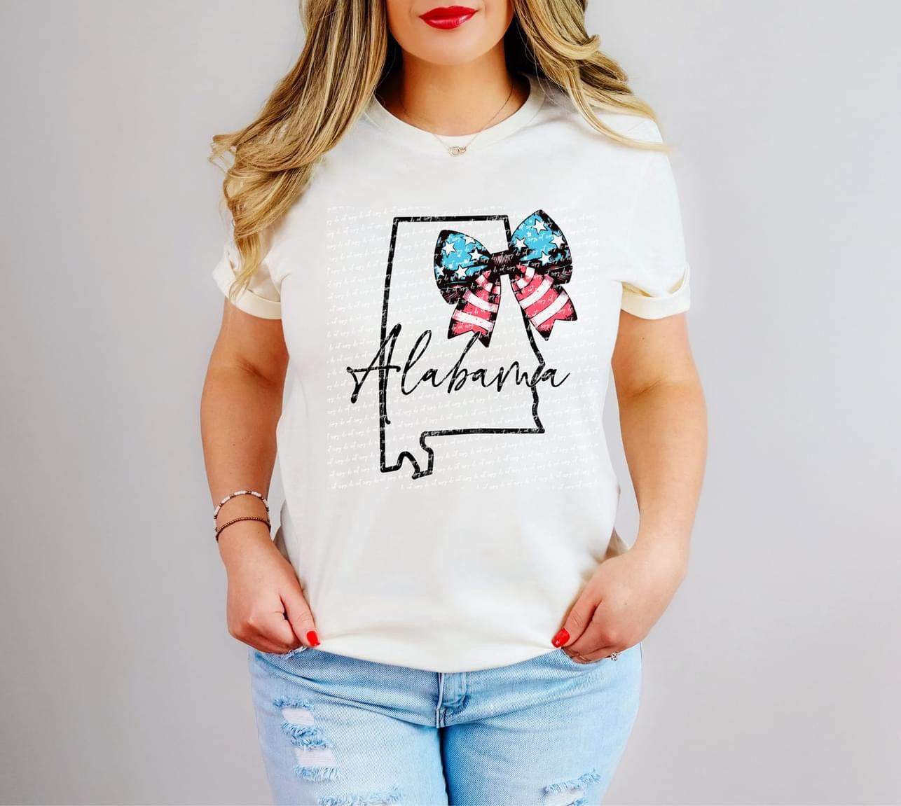 Patriotic Outline States with bow Tee