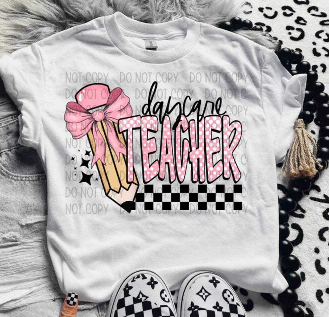 Teacher pink with polka dots tee/sweatshirt