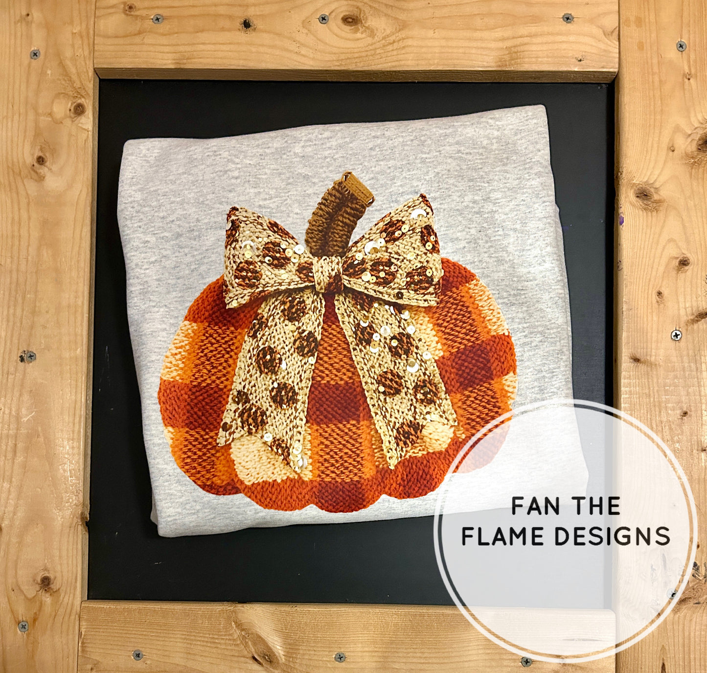 Fall Plaid Pumpkin Bow faux yarn sequins Tee/Sweatshirt