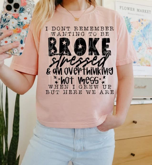 I don't remember wanting to be broke, stressed, & an overall hot mess tee/sweatshirt