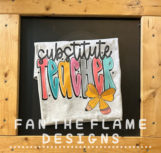 Substitute teacher pencil bow Tee/Sweatshirt
