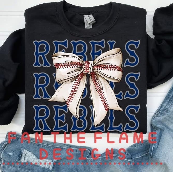 Rebels Baseball Bow tee/sweatshirt