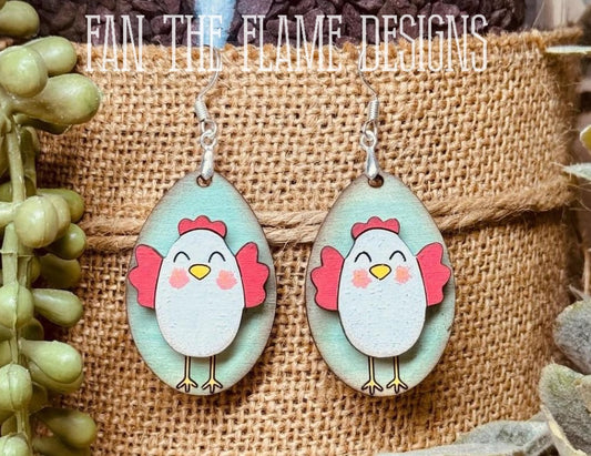 Handmade Distressed Chicks dangle earring