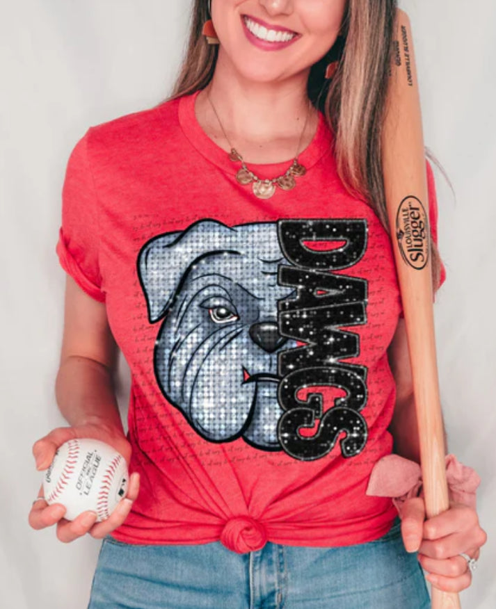 Dawgs Black Sequin Tee/Sweatshirt