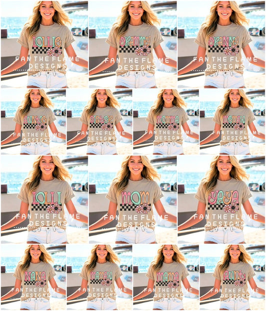 Checkered Flowers tee/sweatshirt