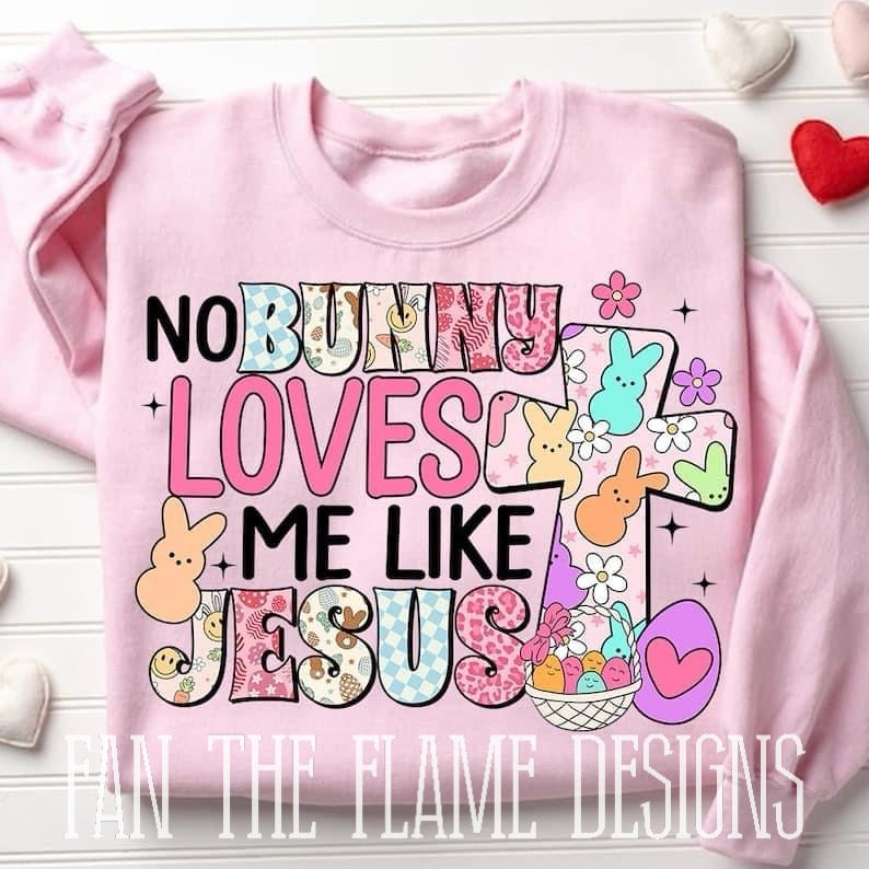 No bunny loves me like jesus peep filled cross tee/sweatshirt