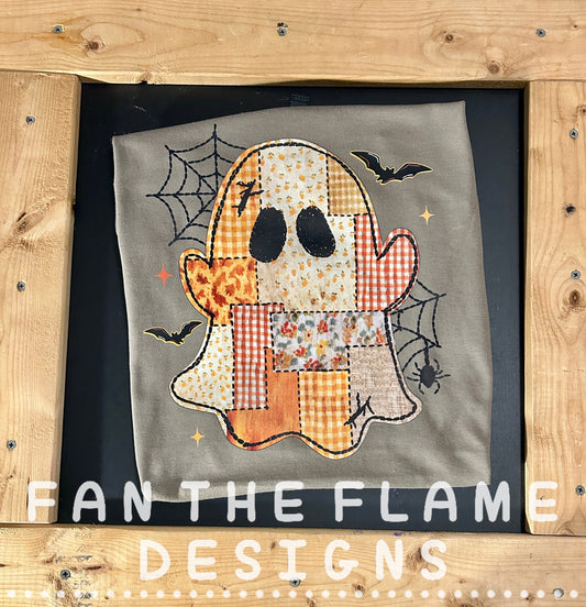 Patchwork ghost with web Tee/Sweatshirt