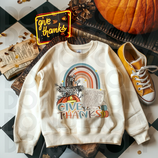 Give Thanks Neutral Rainbow tee/sweatshirt