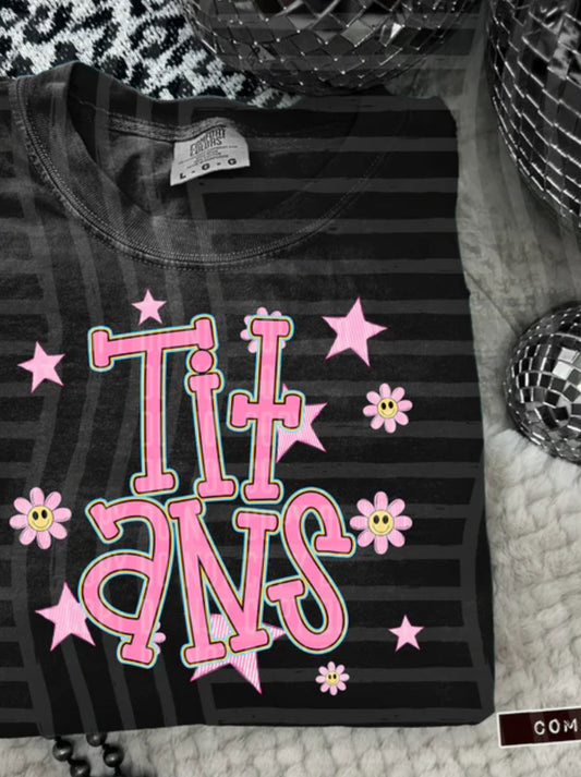 Titans Pink Flowers And Stars Tee/Sweatshirt