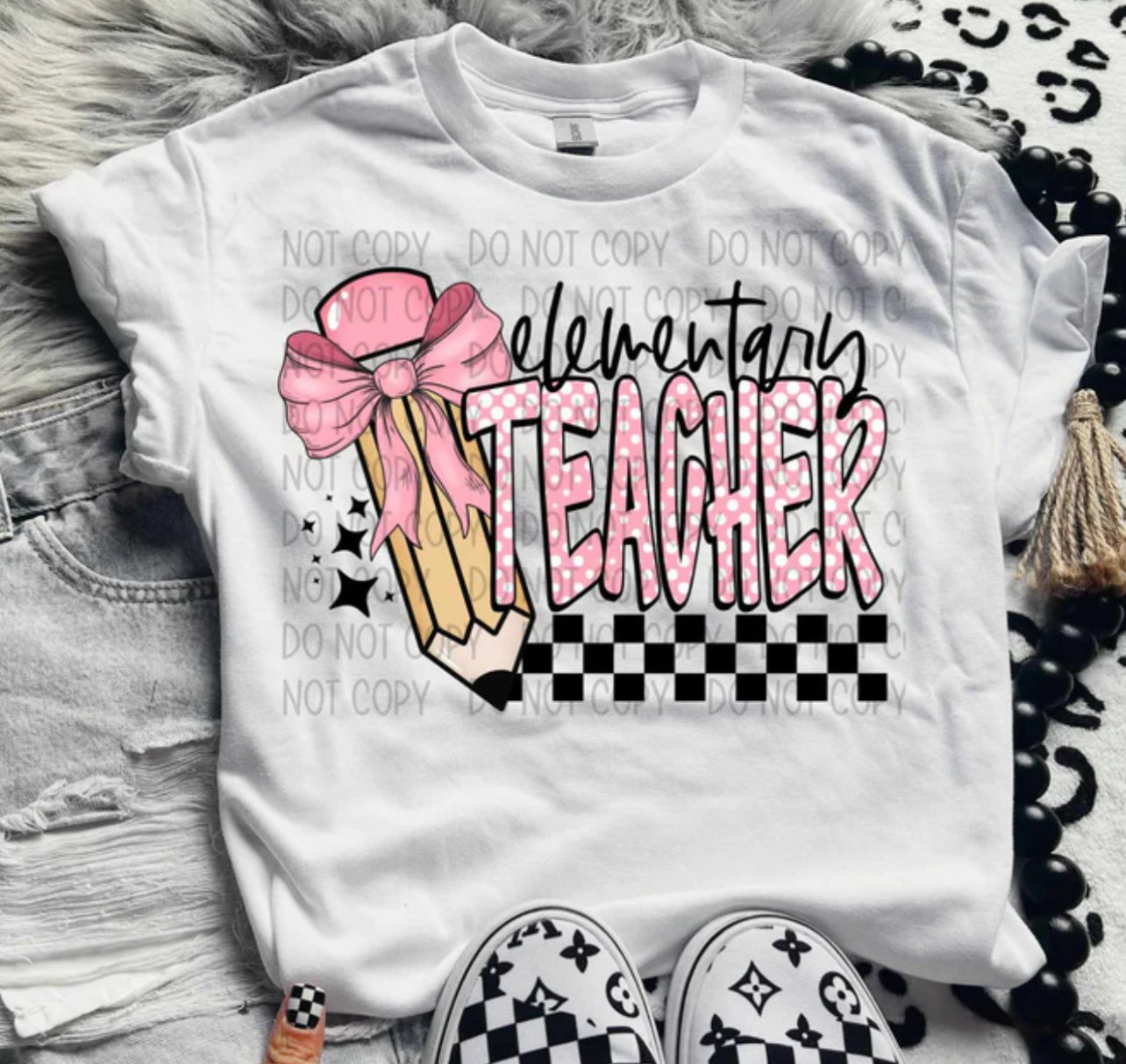 Teacher pink with polka dots tee/sweatshirt