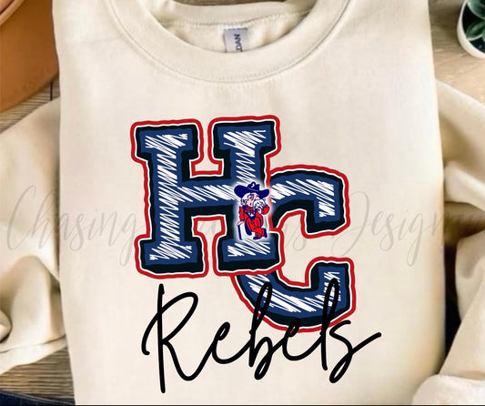 HC Rebels with Rebel Man Tee/Sweatshirt