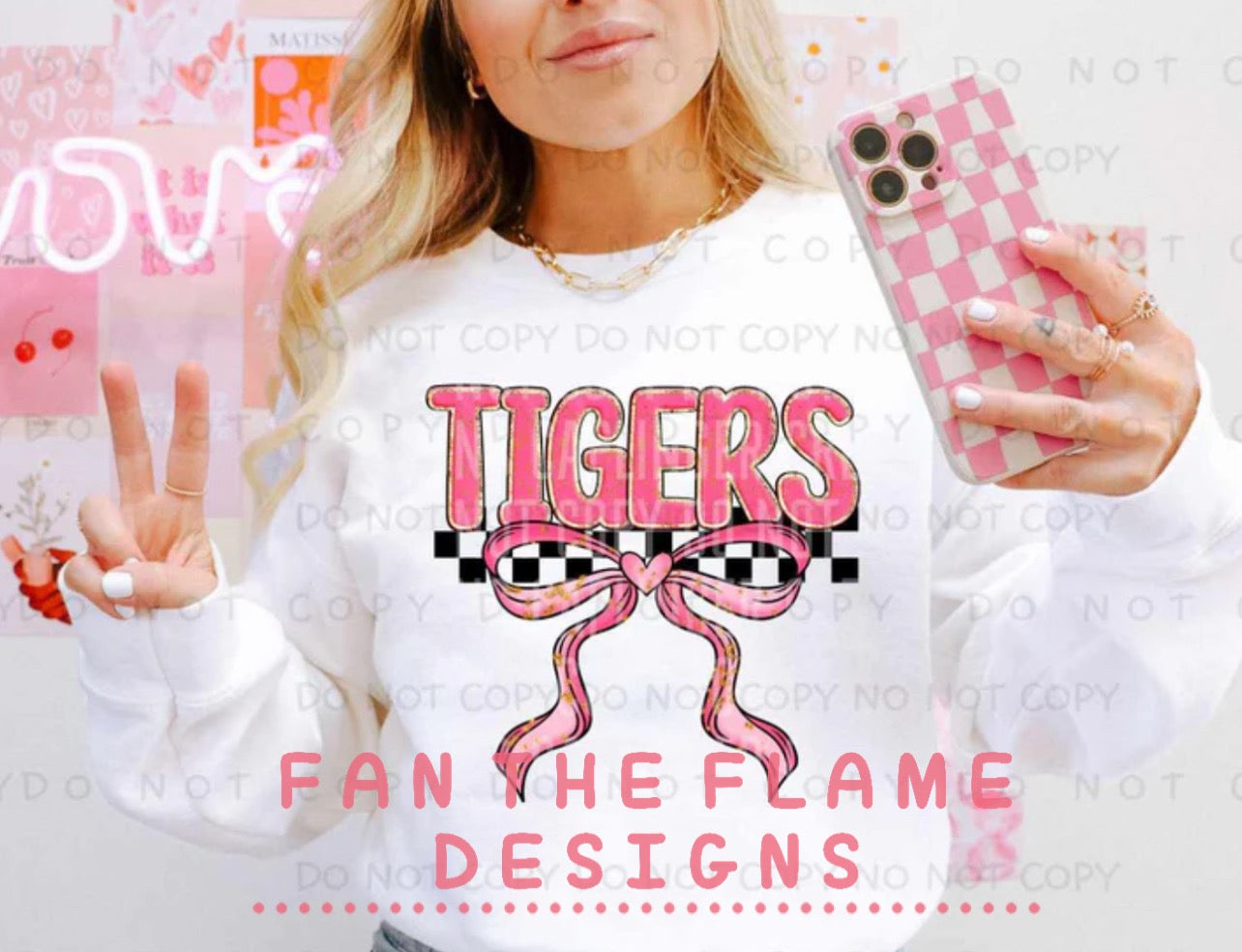 Team pink and gold with bow tee/sweatshirt