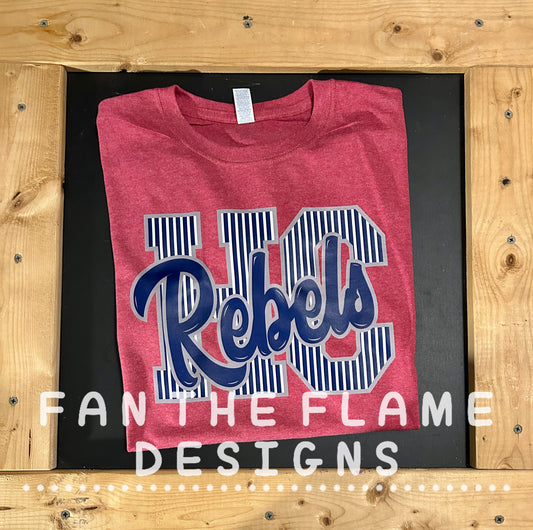 HC Rebels Pinstripe Mascot Tee/Sweatshirt