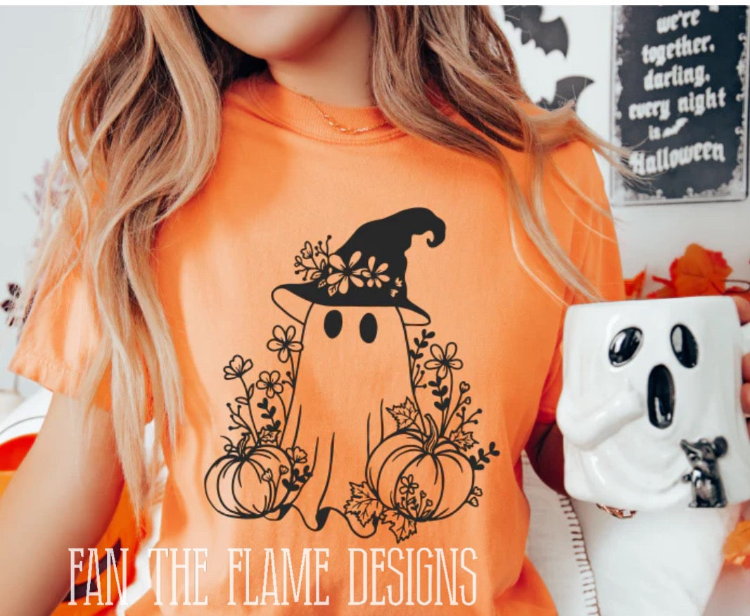 Spooky Floral Pumpkin Ghost tee/sweatshirt