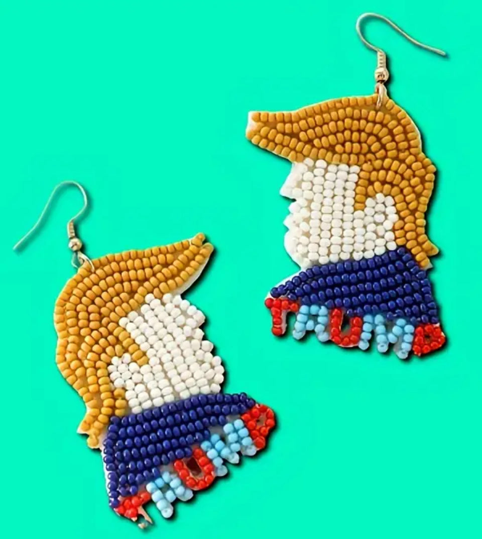 Beaded Trump Dangle Earrings