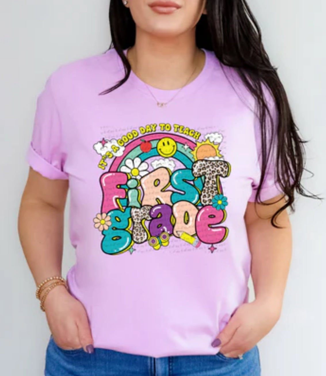 It’s a great day to teach retro rainbow tee/sweatshirt