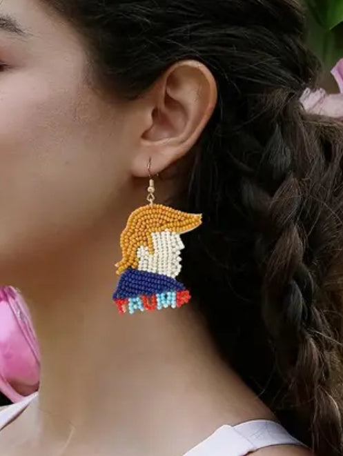 Beaded Trump Dangle Earrings