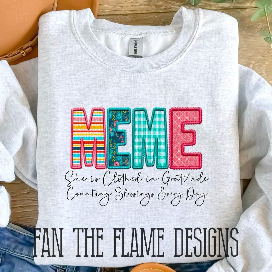 She is Clothed - patterned faux embroidery tee/sweatshirt