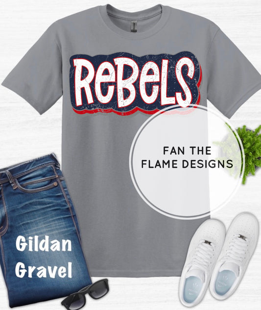Bold, Retro Stacked Distressed Rebels